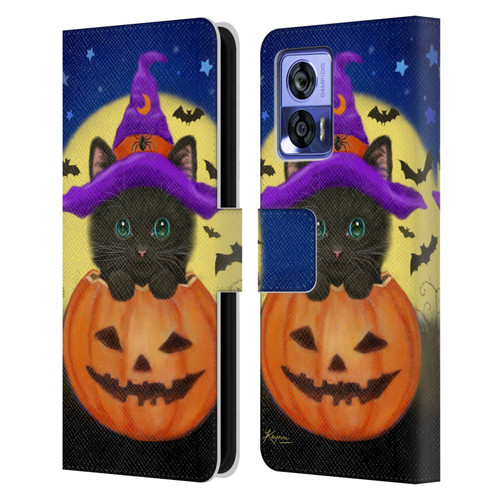 Kayomi Harai Animals And Fantasy Halloween With Cat Leather Book Wallet Case Cover For Motorola Edge 30 Neo 5G