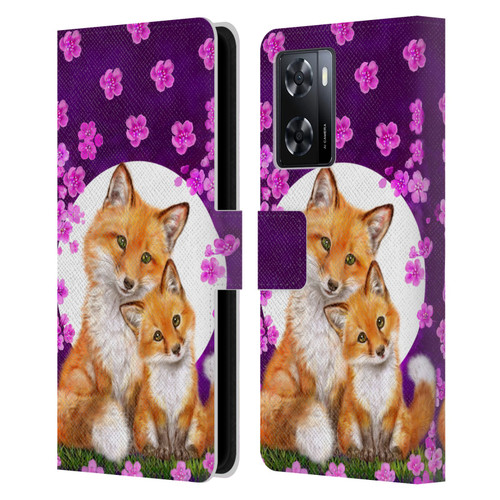 Kayomi Harai Animals And Fantasy Mother & Baby Fox Leather Book Wallet Case Cover For OPPO A57s
