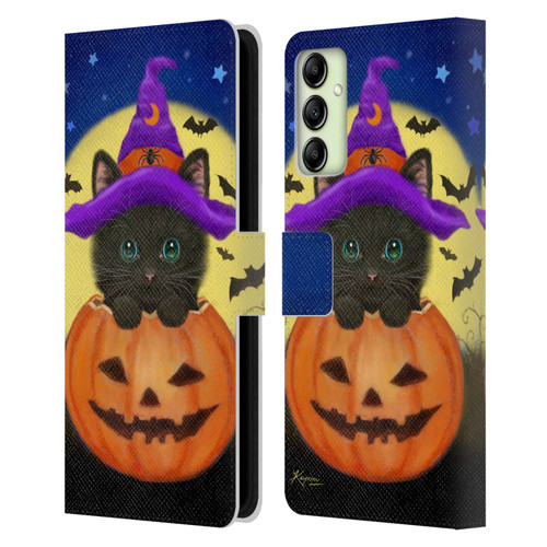 Kayomi Harai Animals And Fantasy Halloween With Cat Leather Book Wallet Case Cover For Samsung Galaxy A14 5G