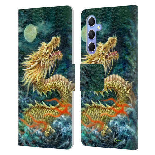 Kayomi Harai Animals And Fantasy Asian Dragon In The Moon Leather Book Wallet Case Cover For Samsung Galaxy A34 5G