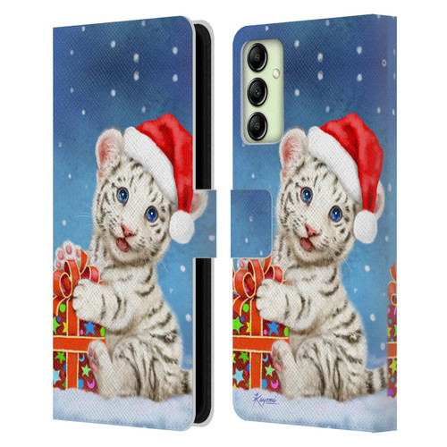 Kayomi Harai Animals And Fantasy White Tiger Christmas Gift Leather Book Wallet Case Cover For Samsung Galaxy A14 5G