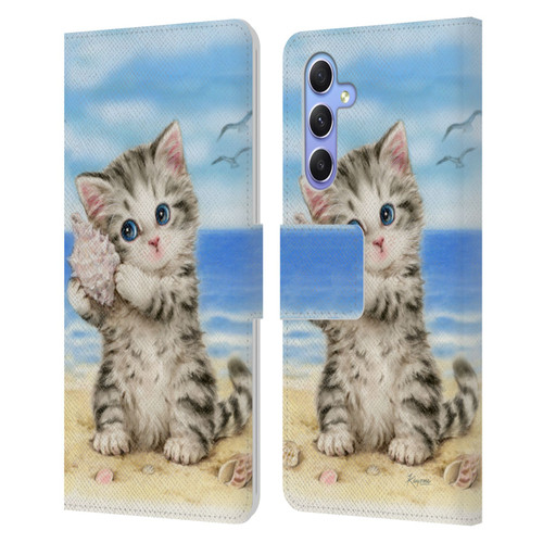 Kayomi Harai Animals And Fantasy Seashell Kitten At Beach Leather Book Wallet Case Cover For Samsung Galaxy A34 5G