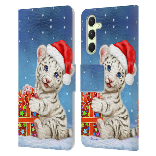 Kayomi Harai Animals And Fantasy White Tiger Christmas Gift Leather Book Wallet Case Cover For Samsung Galaxy A54 5G