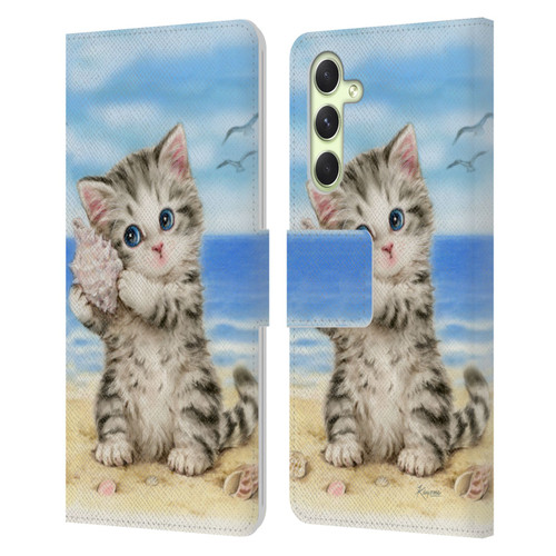 Kayomi Harai Animals And Fantasy Seashell Kitten At Beach Leather Book Wallet Case Cover For Samsung Galaxy A54 5G
