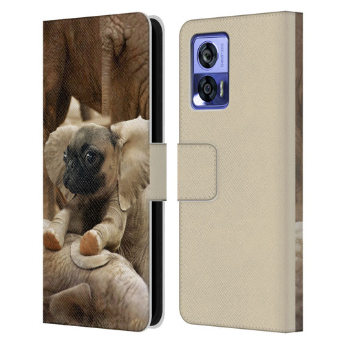 Pixelmated Animals Surreal Wildlife Pugephant Leather Book Wallet Case Cover For Motorola Edge 30 Neo 5G