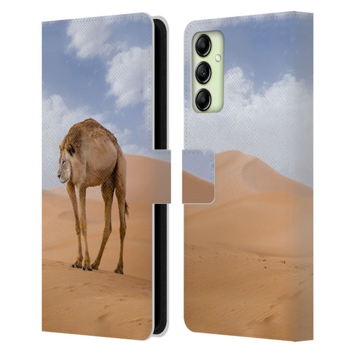 Pixelmated Animals Surreal Wildlife Camel Lion Leather Book Wallet Case Cover For Samsung Galaxy A14 5G