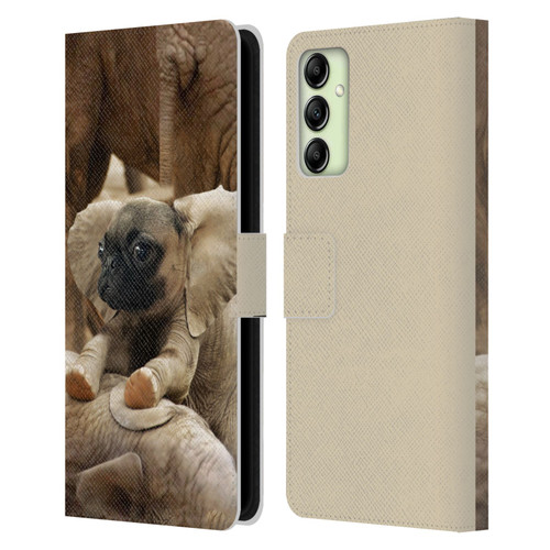 Pixelmated Animals Surreal Wildlife Pugephant Leather Book Wallet Case Cover For Samsung Galaxy A14 5G