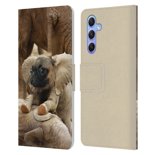 Pixelmated Animals Surreal Wildlife Pugephant Leather Book Wallet Case Cover For Samsung Galaxy A34 5G