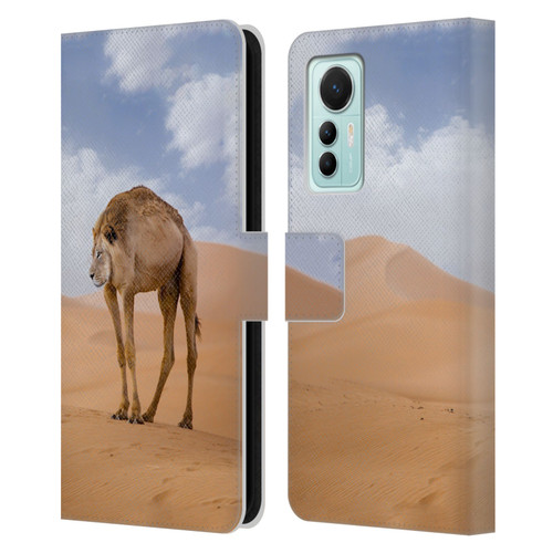 Pixelmated Animals Surreal Wildlife Camel Lion Leather Book Wallet Case Cover For Xiaomi 12 Lite