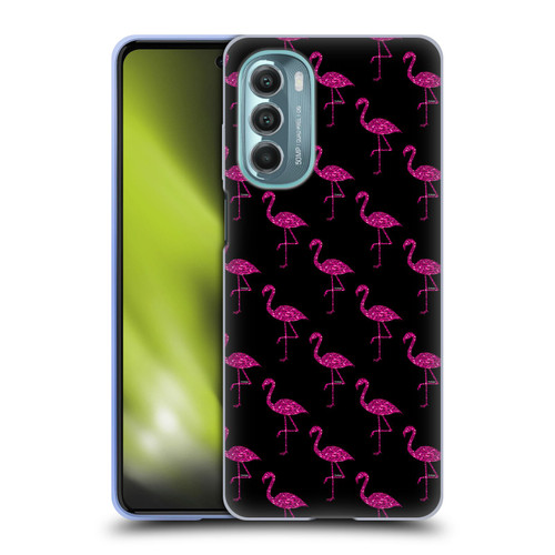 PLdesign Sparkly Flamingo Pink Pattern On Black Soft Gel Case for Motorola Moto G Stylus 5G (2022)
