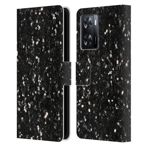 PLdesign Glitter Sparkles Black And White Leather Book Wallet Case Cover For OPPO A57s