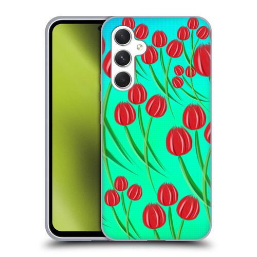 Grace Illustration Lovely Floral Red Tulips Soft Gel Case for Samsung Galaxy A54 5G