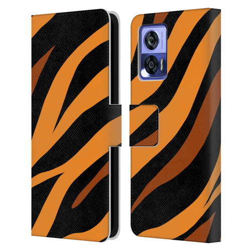 Grace Illustration Animal Prints Tiger Leather Book Wallet Case Cover For Motorola Edge 30 Neo 5G