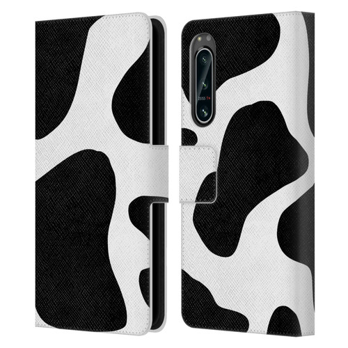 Grace Illustration Animal Prints Cow Leather Book Wallet Case Cover For Sony Xperia 5 IV