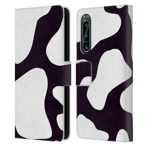 Grace Illustration Cow Prints Black And White Leather Book Wallet Case Cover For Sony Xperia 5 IV