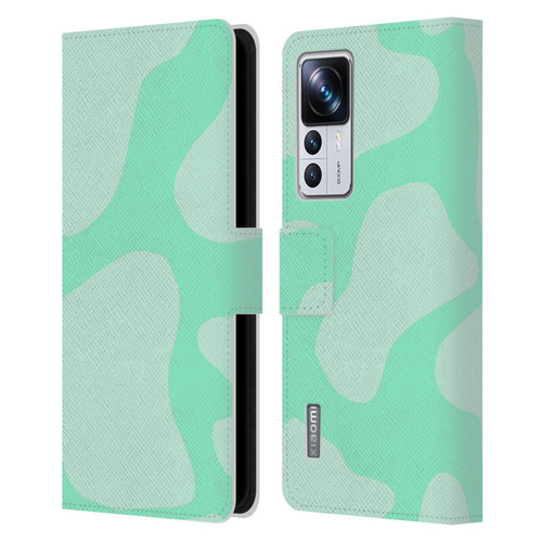 Grace Illustration Cow Prints Mint Green Leather Book Wallet Case Cover For Xiaomi 12T Pro