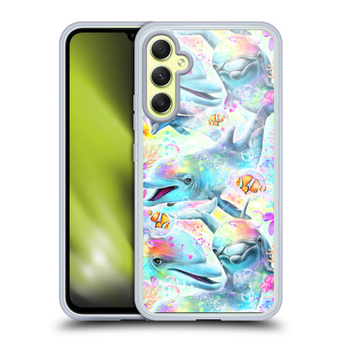 Sheena Pike Animals Rainbow Dolphins & Fish Soft Gel Case for Samsung Galaxy A34 5G