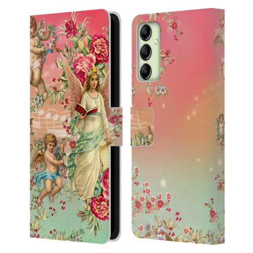 Mark Ashkenazi Florals Angels Leather Book Wallet Case Cover For Samsung Galaxy A14 5G