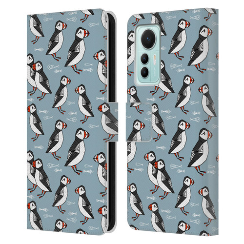 Andrea Lauren Design Birds Puffins Leather Book Wallet Case Cover For Xiaomi 12 Lite