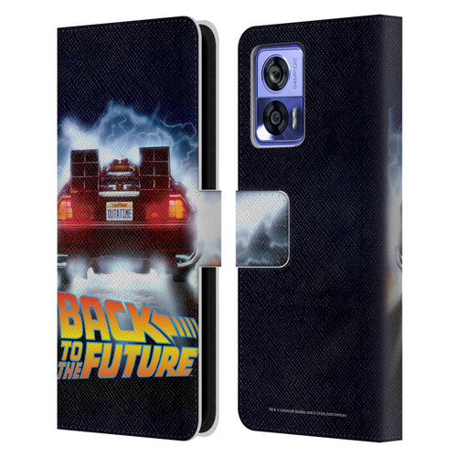 Back to the Future I Key Art Delorean Leather Book Wallet Case Cover For Motorola Edge 30 Neo 5G