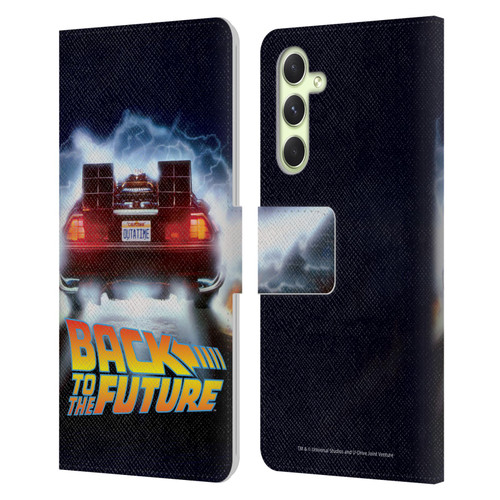 Back to the Future I Key Art Delorean Leather Book Wallet Case Cover For Samsung Galaxy A54 5G