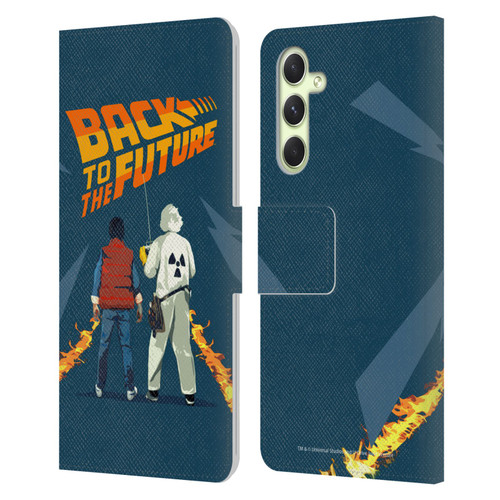 Back to the Future I Key Art Dr. Brown And Marty Leather Book Wallet Case Cover For Samsung Galaxy A54 5G