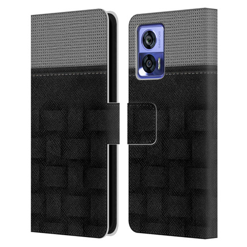 Alyn Spiller Luxury Charcoal Leather Book Wallet Case Cover For Motorola Edge 30 Neo 5G