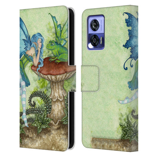 Amy Brown Pixies Frog Gossip Leather Book Wallet Case Cover For Motorola Edge 30 Neo 5G