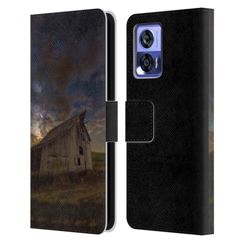 Royce Bair Nightscapes Bear Lake Old Barn Leather Book Wallet Case Cover For Motorola Edge 30 Neo 5G