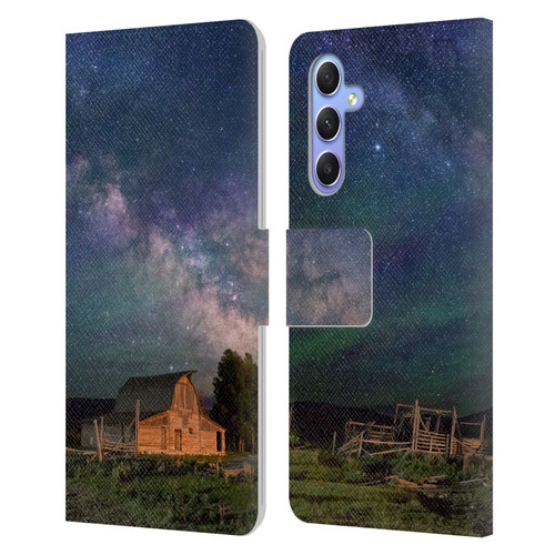 Royce Bair Nightscapes Grand Teton Barn Leather Book Wallet Case Cover For Samsung Galaxy A34 5G