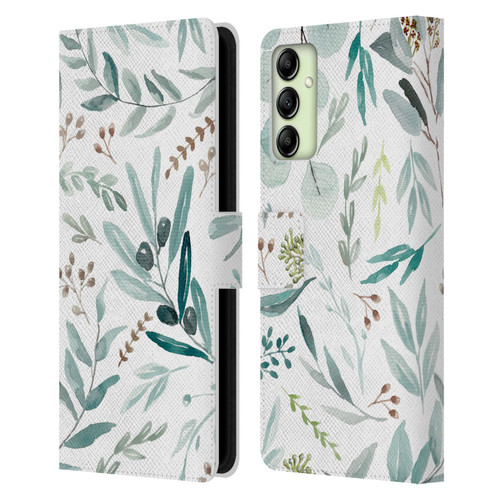 Anis Illustration Bloomers Eucalyptus Leather Book Wallet Case Cover For Samsung Galaxy A14 5G