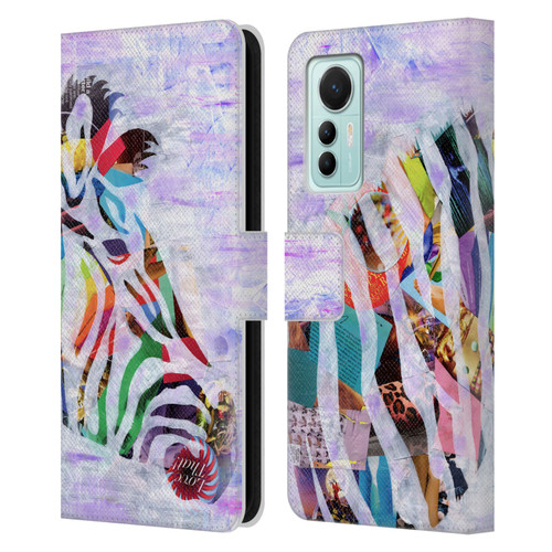 Artpoptart Animals Purple Zebra Leather Book Wallet Case Cover For Xiaomi 12 Lite