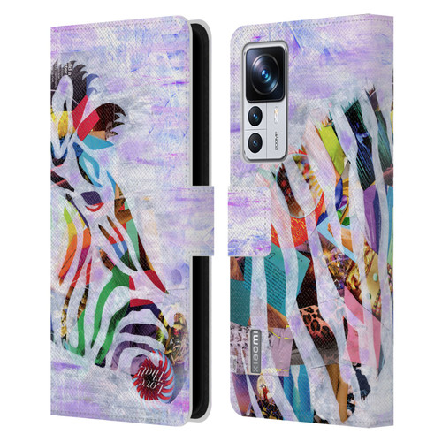 Artpoptart Animals Purple Zebra Leather Book Wallet Case Cover For Xiaomi 12T Pro