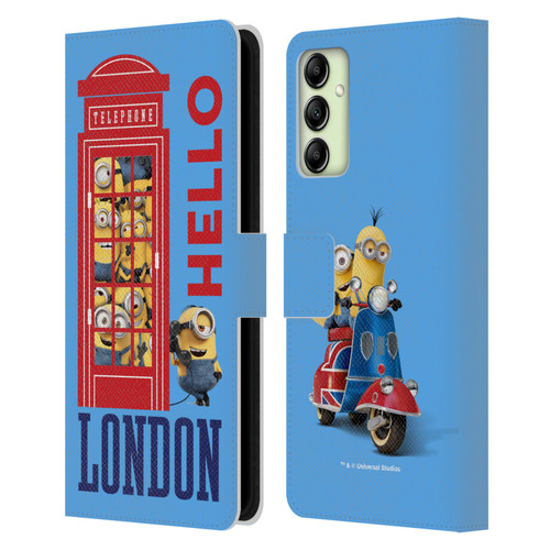 Minions Minion British Invasion Telephone Booth Leather Book Wallet Case Cover For Samsung Galaxy A14 5G
