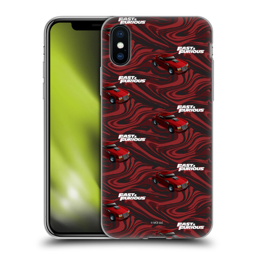 Fast & Furious Franchise Car Pattern Red Soft Gel Case for Apple iPhone X / iPhone XS