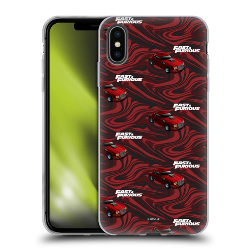 Fast & Furious Franchise Car Pattern Red Soft Gel Case for Apple iPhone XS Max