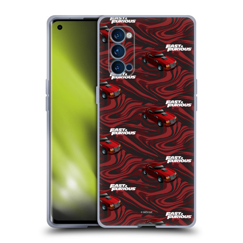 Fast & Furious Franchise Car Pattern Red Soft Gel Case for OPPO Reno 4 Pro 5G