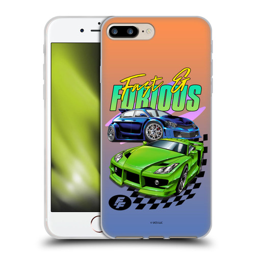 Fast & Furious Franchise Fast Fashion Cars Soft Gel Case for Apple iPhone 7 Plus / iPhone 8 Plus