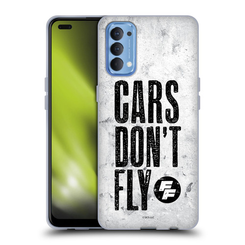Fast & Furious Franchise Graphics Cars Don't Fly Soft Gel Case for OPPO Reno 4 5G