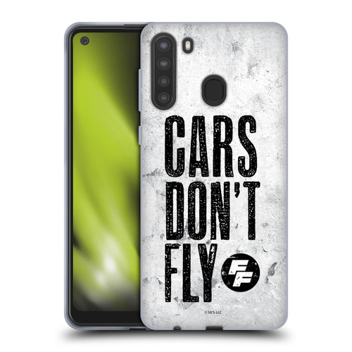Fast & Furious Franchise Graphics Cars Don't Fly Soft Gel Case for Samsung Galaxy A21 (2020)