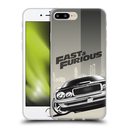 Fast & Furious Franchise Logo Art Halftone Car Soft Gel Case for Apple iPhone 7 Plus / iPhone 8 Plus