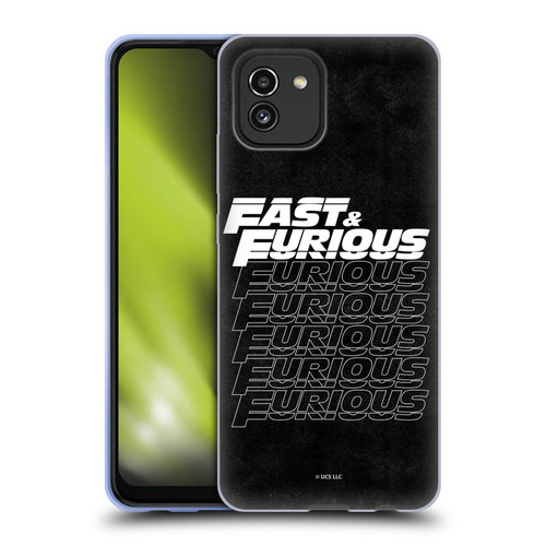 Fast & Furious Franchise Logo Art Black Text Soft Gel Case for Samsung Galaxy A03 (2021)