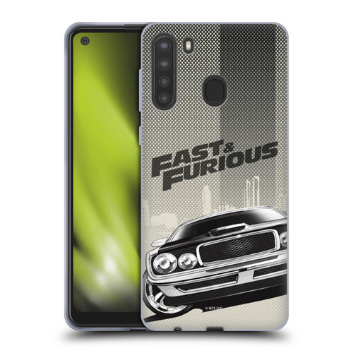 Fast & Furious Franchise Logo Art Halftone Car Soft Gel Case for Samsung Galaxy A21 (2020)