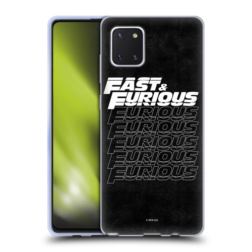 Fast & Furious Franchise Logo Art Black Text Soft Gel Case for Samsung Galaxy Note10 Lite