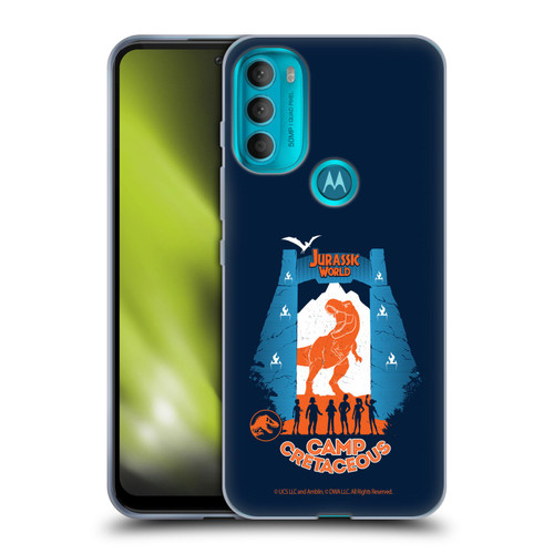 Jurassic World: Camp Cretaceous Dinosaur Graphics Silhouette Soft Gel Case for Motorola Moto G71 5G