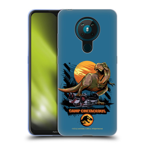 Jurassic World: Camp Cretaceous Dinosaur Graphics Blue Soft Gel Case for Nokia 5.3