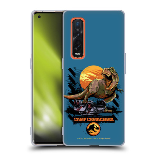 Jurassic World: Camp Cretaceous Dinosaur Graphics Blue Soft Gel Case for OPPO Find X2 Pro 5G