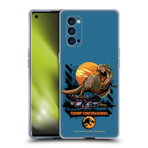 Jurassic World: Camp Cretaceous Dinosaur Graphics Blue Soft Gel Case for OPPO Reno 4 Pro 5G