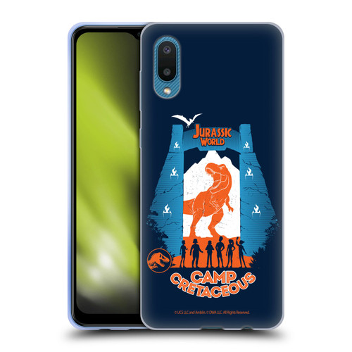 Jurassic World: Camp Cretaceous Dinosaur Graphics Silhouette Soft Gel Case for Samsung Galaxy A02/M02 (2021)
