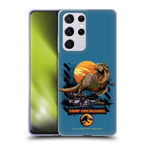 Jurassic World: Camp Cretaceous Dinosaur Graphics Blue Soft Gel Case for Samsung Galaxy S21 Ultra 5G